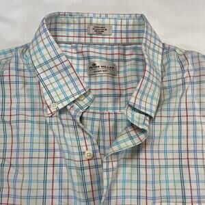 Peter Millar Crown Soft Shirt XL Extra Large Mens Cotton Silk Plaid Check Button